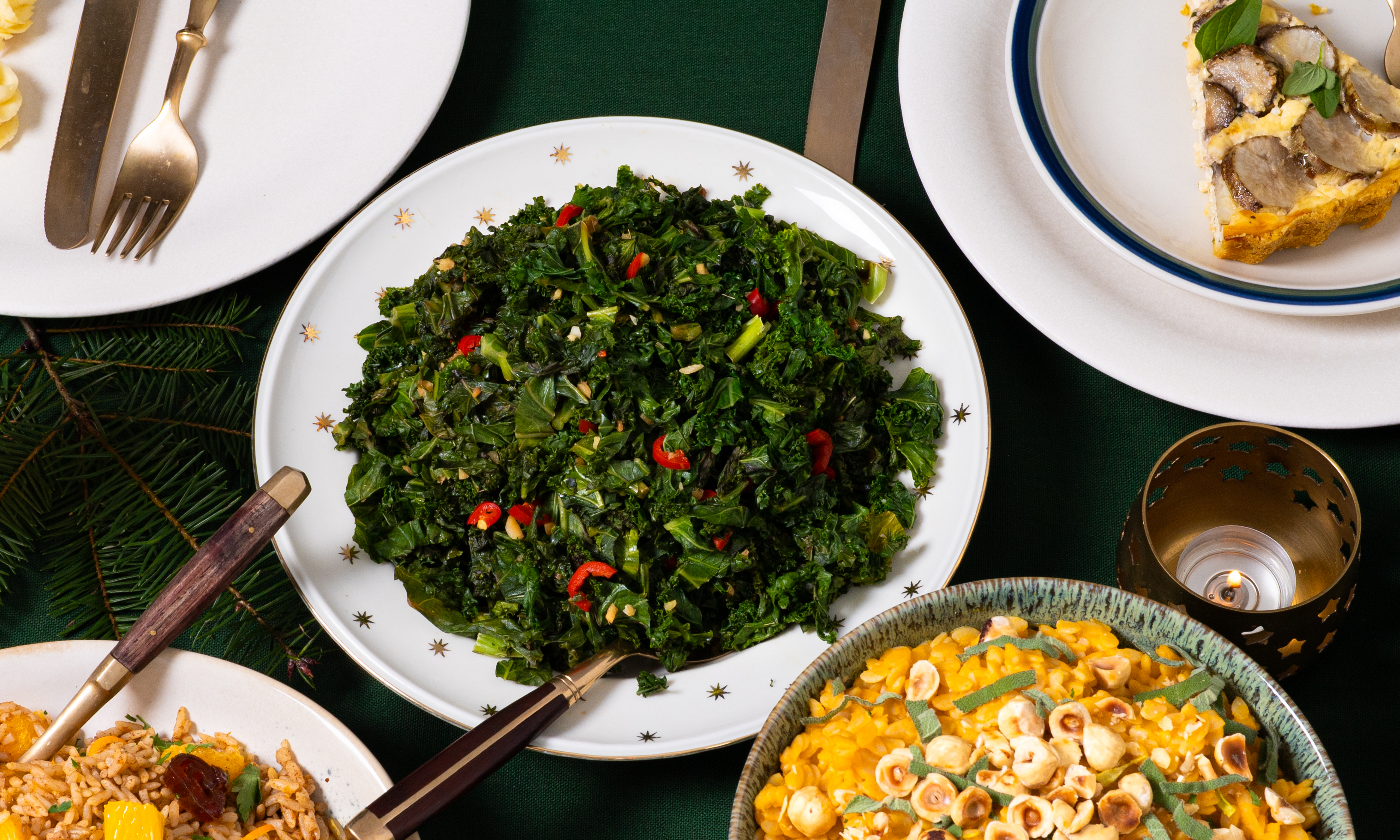 Pittige boerenkool met knoflook en gember